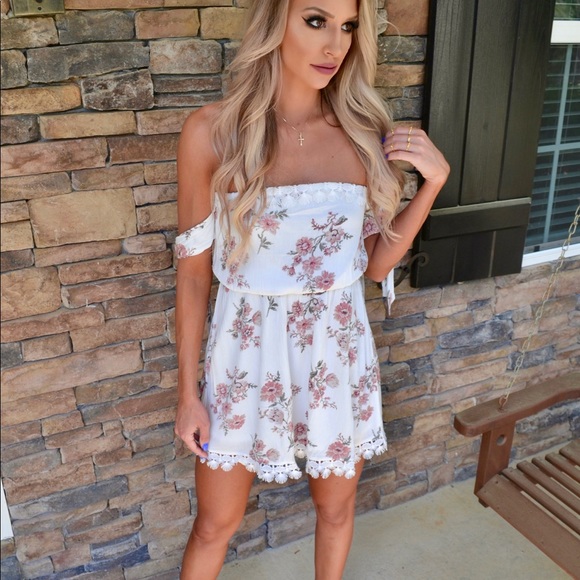 Floral Off the Shoulder Tie Sleeve Boho Dress - Picture 2 of 3